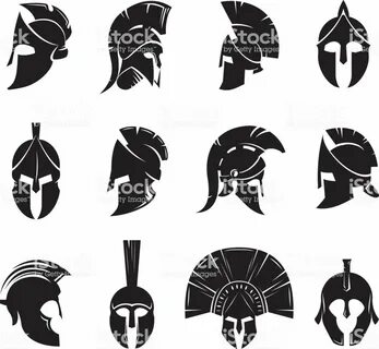 Silhouettes spartan helmet isolated from the background. Vec