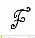 Letter F. Handwritten by Dry Brush. Rough Strokes Textured F
