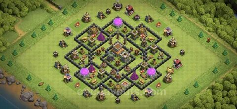 Farming Base TH8 with Link, Hybrid, Anti 3 Stars - Clash of 