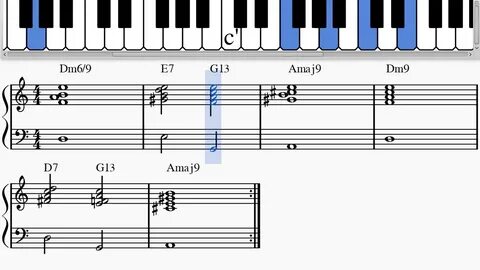 Jazz Piano 'Fantastic' Chord Progression: Dm6/9 -- E7 - G13 