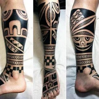 Man With Awesome Tribal Owl Leg Sleeve Tattoo #Maoritattoos 
