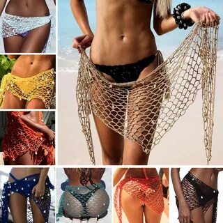 Women Beach Weave Hand Crochet Wrap Shawls Sexy Bikini Cover