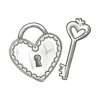 Heart Key Lock Shape Stock Illustrations - 7,064 Heart Key L