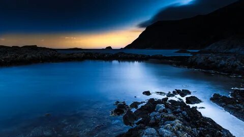 Обои закат, море, водоем, природа, синий 4K Ultra HD бесплат