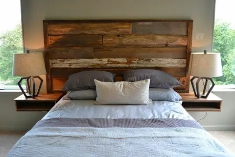 Reclaimed Portfolio Headboard with shelves, Headboard plan, 