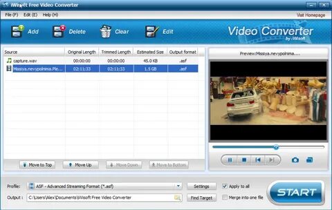 iWisoft Free Video Converter скачать на русском языке - из к