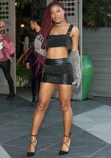 Keke Palmer in black crop top and a mini skirt -12 GotCeleb