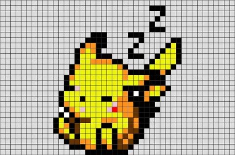 Pikachu Pixel Art Grid 32X32 - bmp-vision