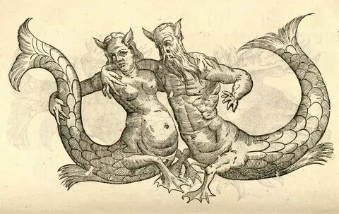 Sea Monsters - Illustration from Ulisse Aldrovandi 's 'Monst