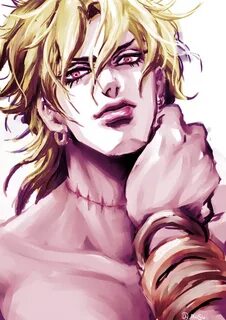 Safebooru - 1boy blonde hair dio brando earrings hand on own