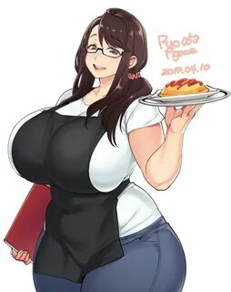 Safebooru - 1girl agawa ryou apron belly black-framed eyewea