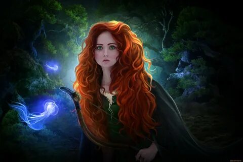 Redhead Fantasy Girl Long Hair Fantasy Art Brave Disney Prin