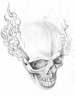fire skull sketch by DookiePants Skull sketch, Skull artwork