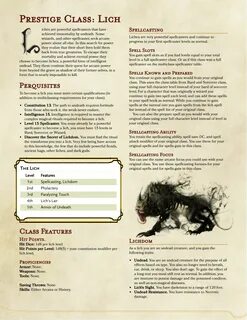 The Lich P2 Dnd 5e homebrew, Dnd classes, Dungeons and drago