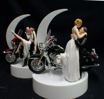 SEXY Or Romantic Wedding Cake Topper W/ Harley Davidson Moto