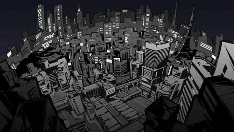 animated city illustration Persona 5 video games Persona ser