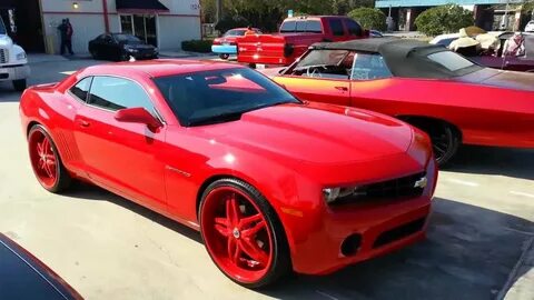 RED Chevy Camaro on 24" Lexani wheels - YouTube