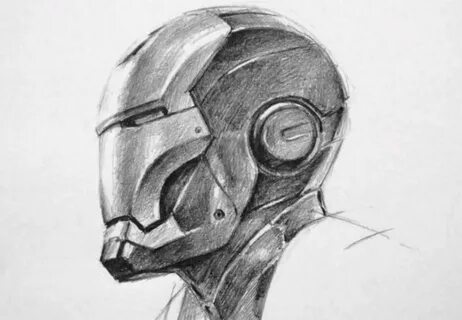 Realistic Iron Man Helmet Drawing - How to draw iron man ful