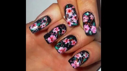 Japanese Cherry Blossom Nail Art Design - YouTube