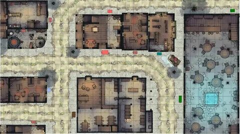 Layered City Streets Battlemap City Urban Town Interior 30x1