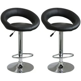 AmeriHome Adjustable Height Black Swivel Cushioned Bar Stool