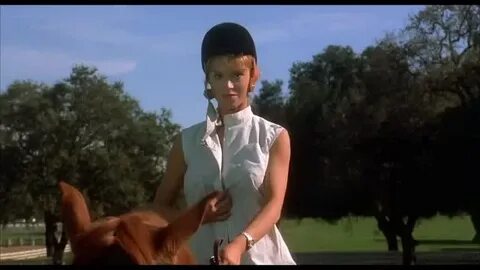 Betsy Russell bouncy topless horse riding in 'Private School