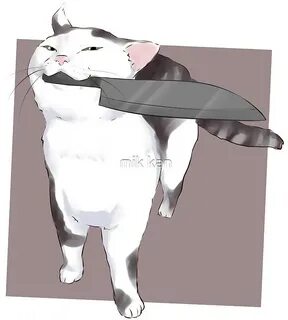 "Smug Knife cat - no fucks catto meme " by mik kan Redbubble