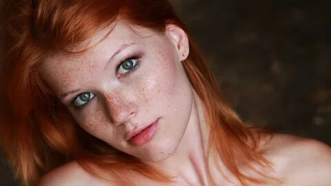 Wallpaper : face, redhead, long hair, blue eyes, freckles, m