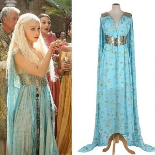 Fashion Thrones Daenerys Targaryen Qarth Cosplay Dress Hallo