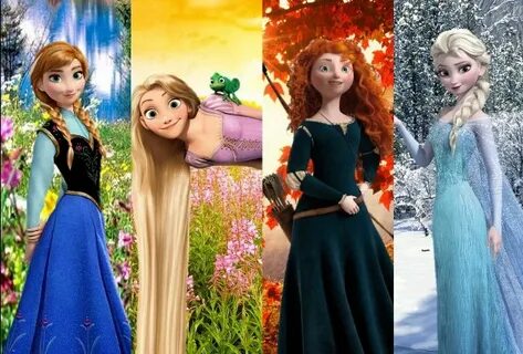 Elsa, Anna, Rapunzel and Merida - Seasons 3 Disney, Disney p