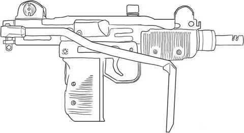 Draw Gun Machine Coloring Pages Uzi Mini Pistol Drawing Step