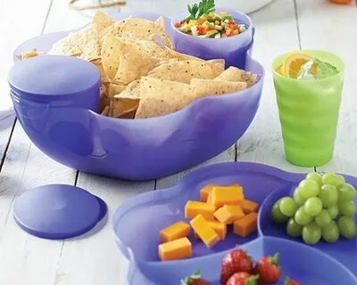 Tupperware Chip 'n Dip Set Blue Bowl Set Seals Chips Salads 