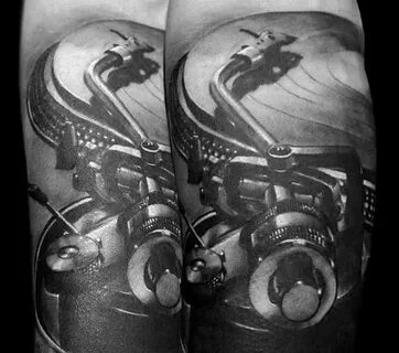 50 Vinyl Record Tattoo Designs For Men - Long Playing Ink Id