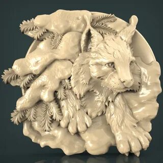 3D STL Model for CNC and 3d Printer - Bas-Relief "Lynx" (183