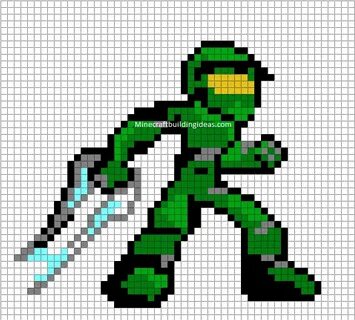Master Chief Minecraft pixel art, Pixel art templates, Pixel