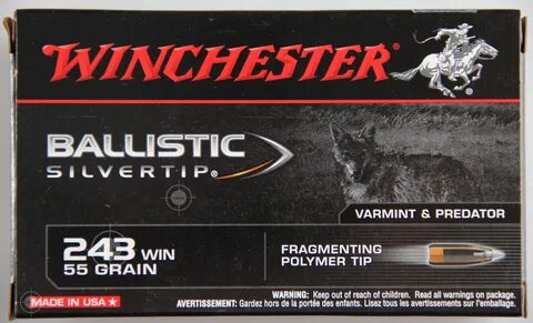 Winchester .243 Win. Ballistic Silvertip, вес 3,7 гр., (55 г