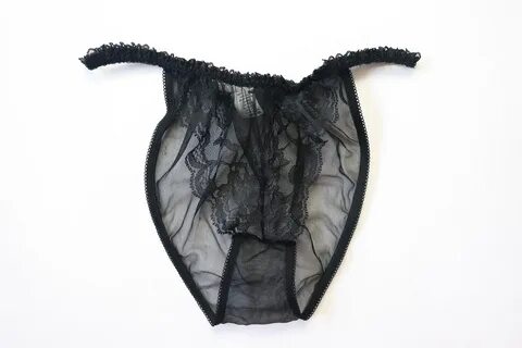 Vintage Sheer Black Lace Mesh Net Super High Cut String Biki