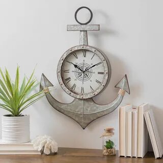 Galvanized Metal Anchor Wall Clock Kirklands Nautical wall c