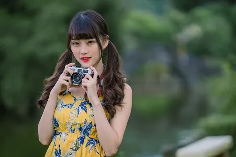 Asian girl stare camera