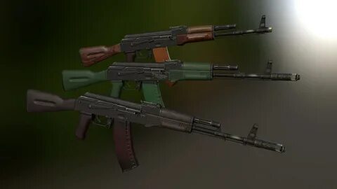 AK-74 - wood, plum, and green furniture - polycount