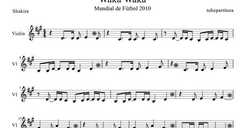 tubescore: Waka Waka by Shakira for Violin Sheet Music World