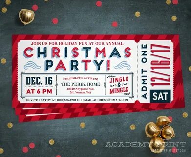 Christmas Party Ticket Invitation Printable Holiday Party Et