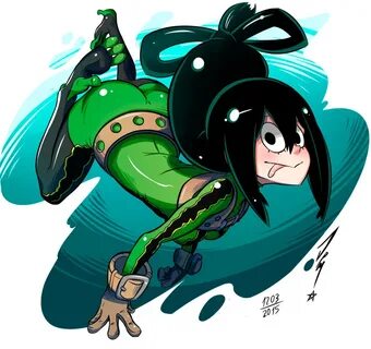 Safebooru - 1girl : ass asui tsuyu belt black hair bodysuit 