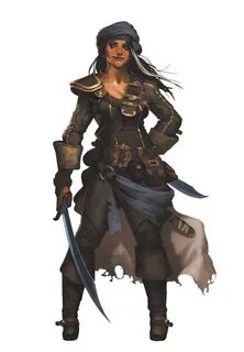 Feale Human Pirate Rogue - Pathfinder PFRPG DND D&D 3.5 5th 