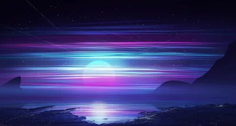 Downaload synthwave, sky, colorful, motion blur, night wallp