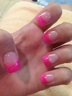 Pink Glitter French Tip Nails - Gorgeous nails pretty nails 