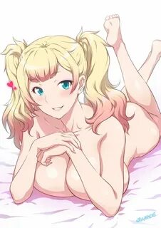 Xbooru - ass bed blonde hair blue eyes blush breasts colored