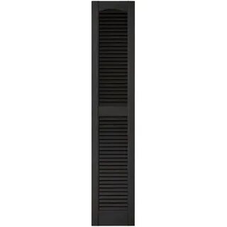 Builders Edge 12 in. x 60 in. Louvered Vinyl Exterior Shutte