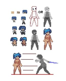 Kyrieru: Basic character/sprite shapes. Pixel art characters