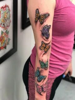 Butterfly arm tattoo colorful Butterfly sleeve tattoo, Butte